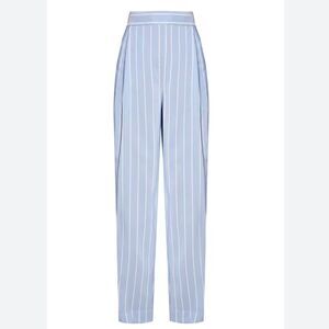 Vince Womens 445 Linen Cotton Stripe Blue Pant Pull On High Rise, Size XL, NWT